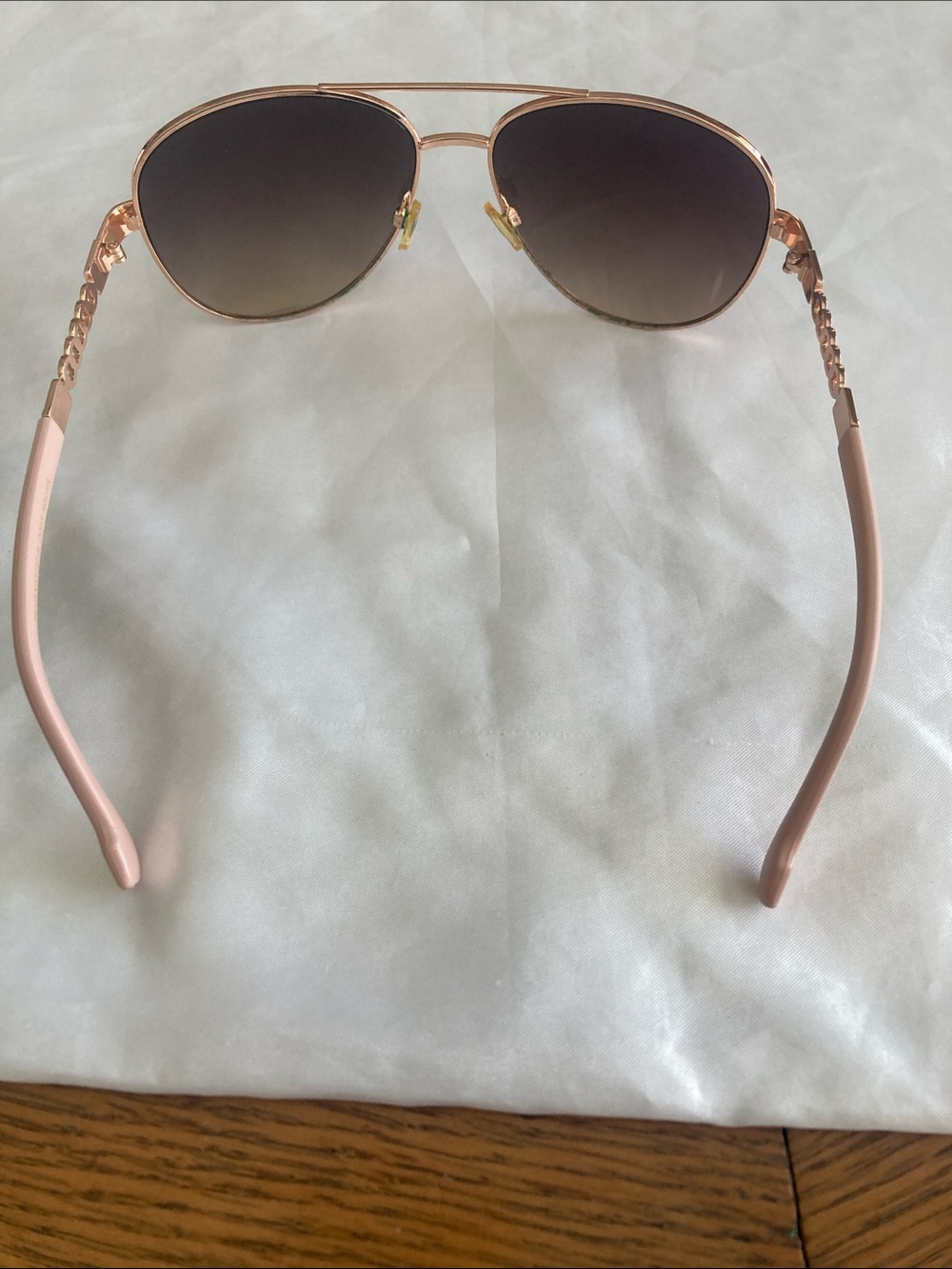 Jessica Simpson Rose Gold Aviator Sunglasses with Pink Temples
